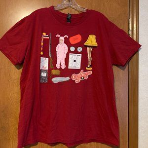 Mens A CHRISTMAS STORY Sz XL Ralphie Leg Lamp BB Gun Red T-Shirt